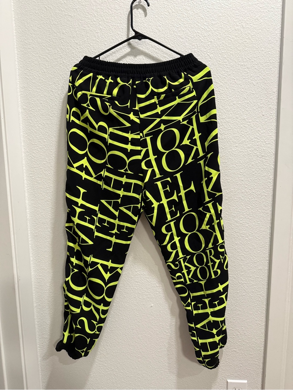 Michael Kors Black & Neon Yellow Logo Jogger Pants - Picture 6 of 6